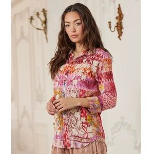 NWT The Nu Vintage Button Down Embroidered Blouse Size Small